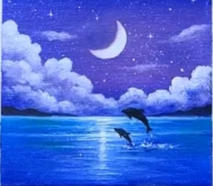Создать мем: dolphin art, ночное небо, картины