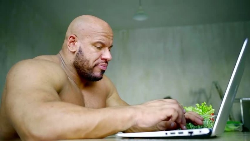 Create meme: people , male bald, Jock with laptop MEM