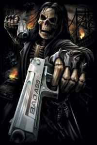Создать мем: grim reaper art, смерть с пистолетом, череп смерти
