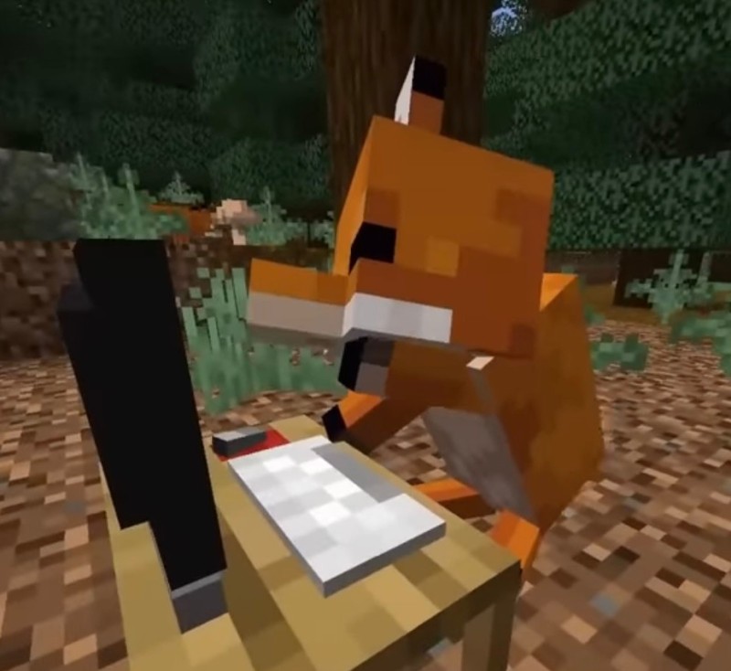 Create meme: fox minecraft, minecraft , fox in minecraft