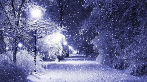 Create meme: snow, snow winter, snowy night