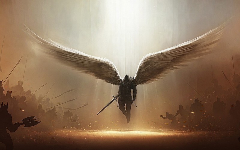 Create meme: angel , The fallen archangel Tyrael, knight with wings