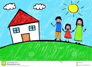 Create meme: children's drawings of a happy family, children's drawings, family pictures, draw a house with children