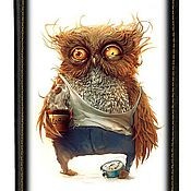 Create meme: owl , sleepy owl coffee, tired owl