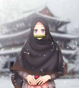 Создать мем: anime, девушка мусульманка, никаб