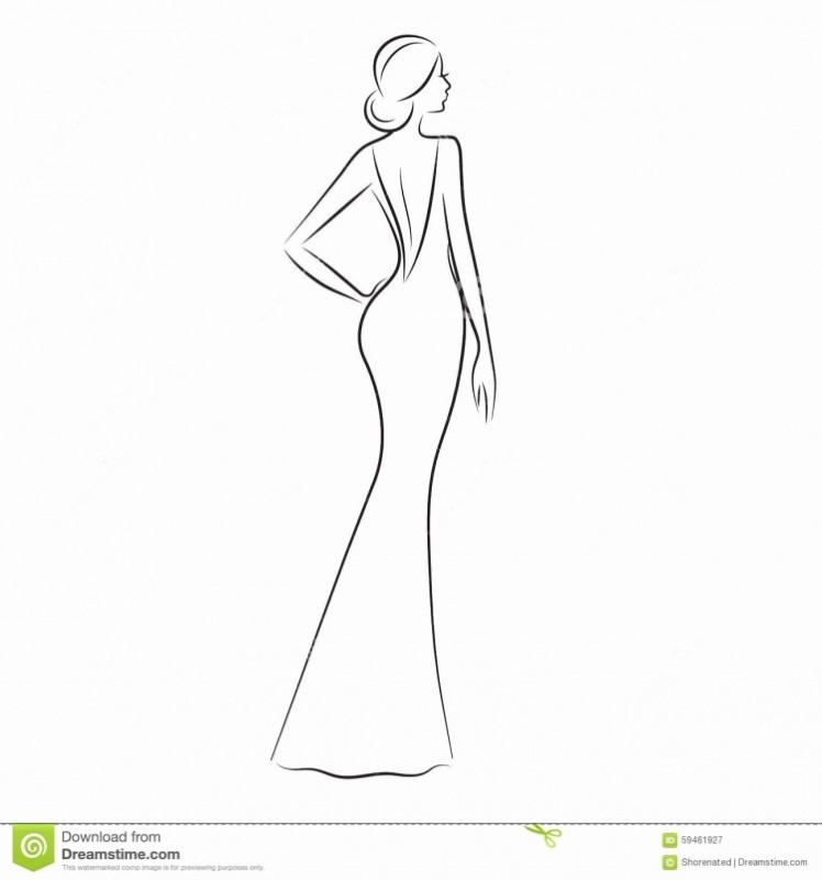Create meme: silhouette of a girl in a dress coloring, girl in a dress contour contour, silhouette of a girl in a dress from the back