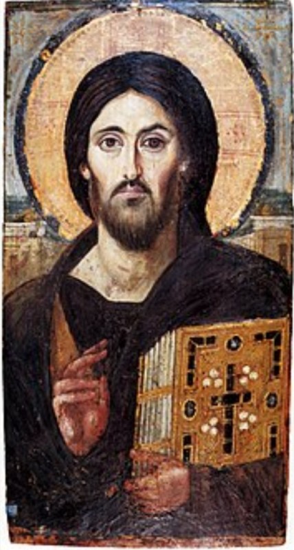 Create meme: Christ Pantocrator of the Sinai Monastery, Christ Pantocrator Sinai, The icon of Christ the Almighty