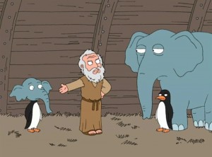 Create meme: meme elephant and the penguin family guy, Noah the elephant and the penguin meme family guy, meme family guy God penguin and elephant