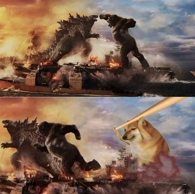 Create meme: godzilla vs. King, Kong vs godzilla, Godzilla vs king Kong