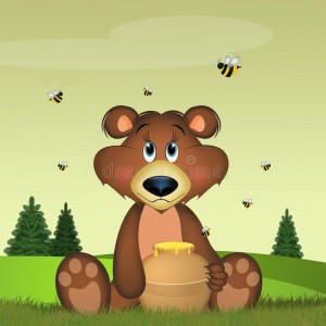 Создать мем: медведь и пчелы, медведь с медом, медведь несет мед