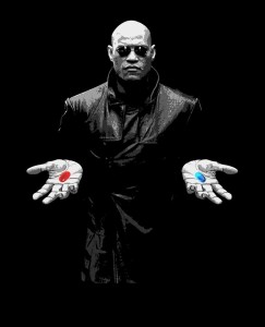 Create meme: Morpheus, red and blue pill, Morpheus pills