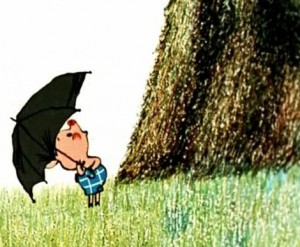 Create meme: Piglet, it seems srach begins, it's going to rain