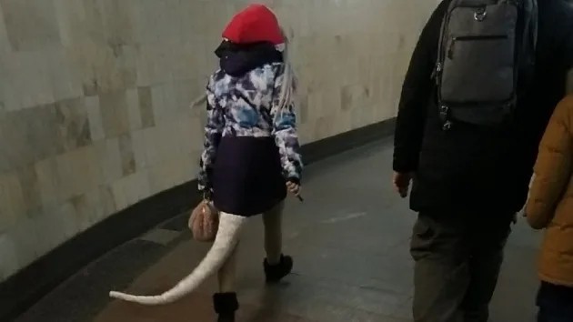 Create meme: mods in metro, people with a tail in the subway, in the subway in felt boots