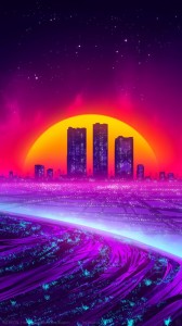 Создать мем: retrowave city wallpaper 4k, retrowave art, ретровейв город неон