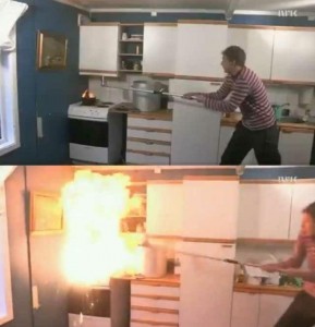 Create meme: Room, funny GIF in the kitchen, a man in the kitchen