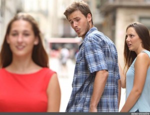 Create meme: wrong guy, meme with a guy and two girls, the guy looks at the girl meme