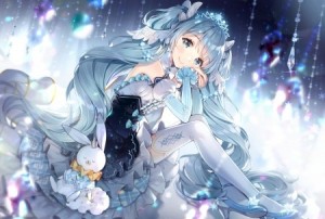 Создать мем: snow miku, мику аниме, юки мику