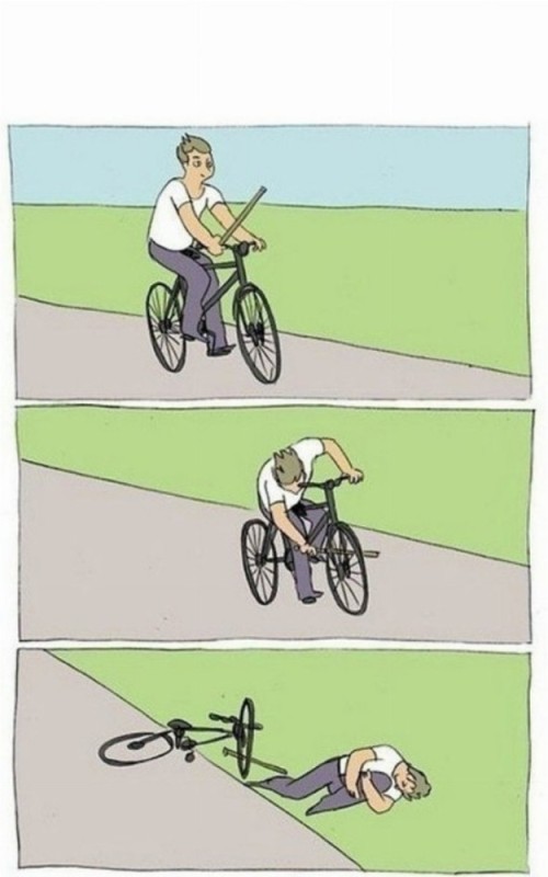 Create meme: memes about the bike comics, meme bike, spoke in the wheel 
