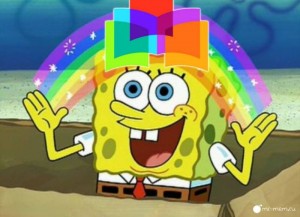 Create meme: spongebob imagination, imagination spongebob, spongebob rainbow