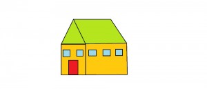 Создать мем: домик детский рисунок, домики с геометрическими фигурами, домик из геометрических фигур для детей