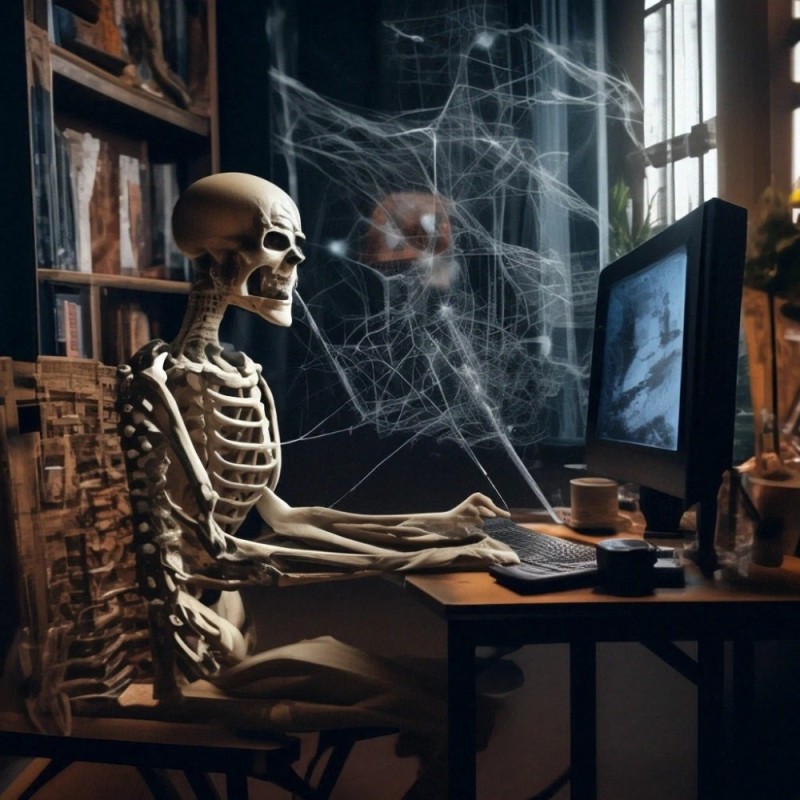 Create meme: skeleton in waiting, the skeleton in the chair, the skeleton behind the computer