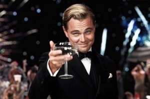 Create meme: DiCaprio with a glass photo, the great Gatsby with a glass of, DiCaprio with a glass of happy birthday