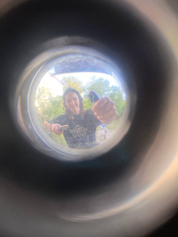 Create meme: magnifier , door viewer, peephole in the door