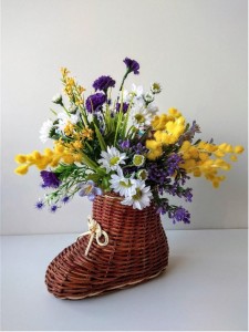 Create meme: floral arrangements, basket of wild flowers on polaron, a bouquet of wild