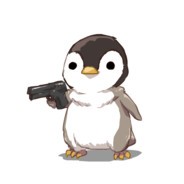 Create meme: penguin, figure, penguin with a gun