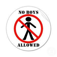 Создать мем: мальчик, no boys allowed, знак проход запрещен