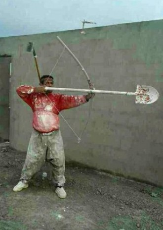 Create meme: archery , funny archer, The Tajik Amur is harsh and merciless