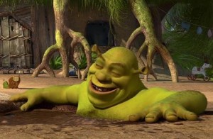 Create meme: Shrek in the swamp meme, Shrek in the swamp, Shrek's swamp