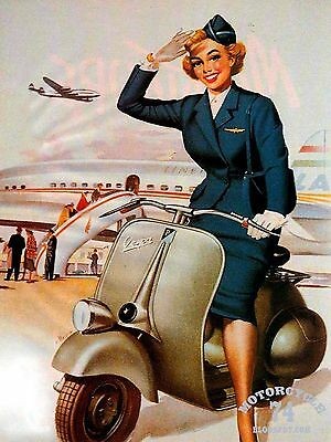 Create meme: vespa retro poster, retro, pin up flight attendant