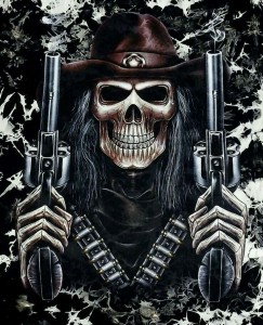 Создать мем: скелет шериф, скелет с пистолетом, череп чикано