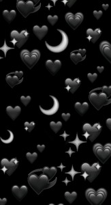 Create meme: dark image, background with hearts, black heart