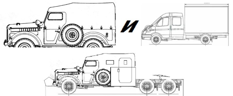 Create meme: gaz 69 drawing, gaz 69 overall dimensions, truck drawing