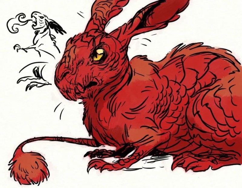 Create meme: dragon and rabbit, dragons, red fire rabbit
