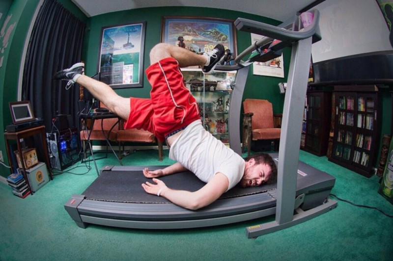 Create meme: fun in the gym, training , on the treadmill