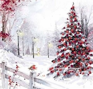 Создать мем: white christmas art, рождественский пейзаж, новогодний лес