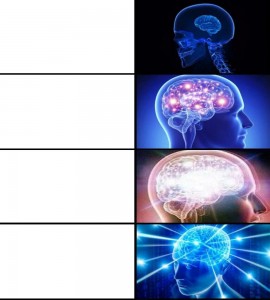Создать мем: brain meme, мемы светящийся мозг, expanding brain