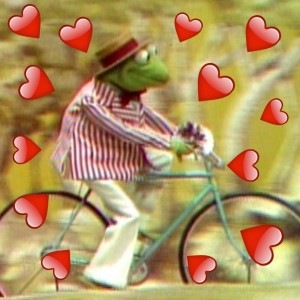 Create meme: a drawing of a frog, on Valentine's day, Kermit the frog