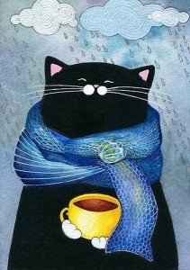 Создать мем: пить чай, coffee illustration, coffee cat