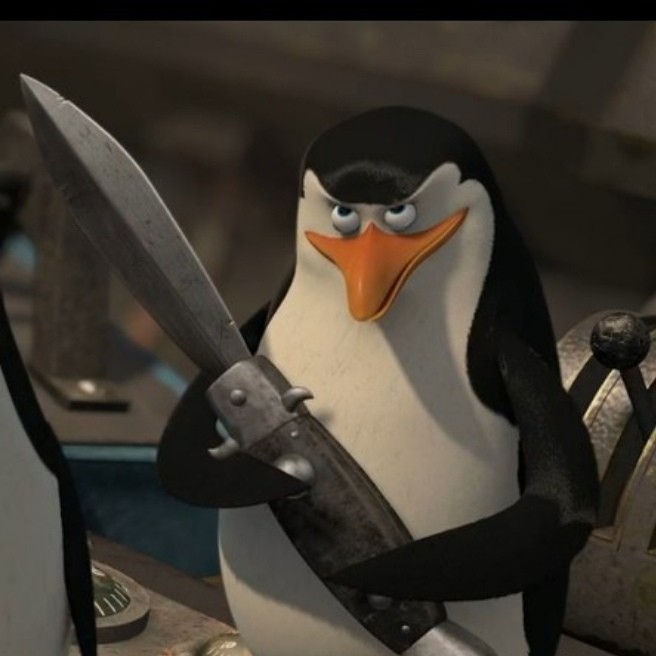 Create meme: Rico the penguin with a knife, Rico of the penguins, the penguins of Madagascar Rico