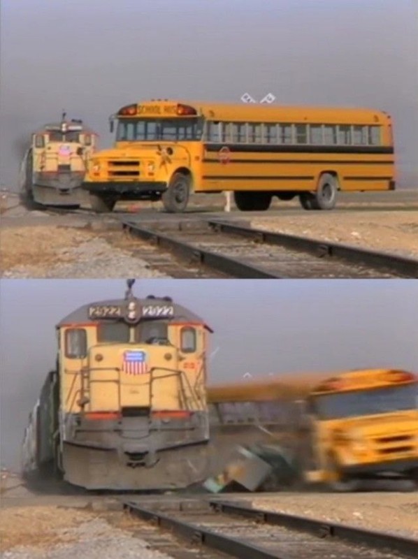 Create meme: meme with train and bus, American school bus, bus meme