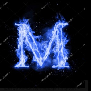 Create meme: Figure, beautiful letters of fire blue, the letter m