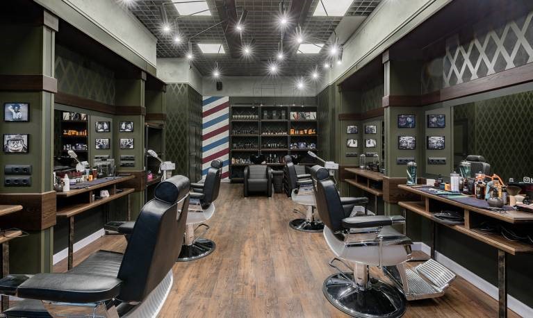 Create meme: barbershop interior, barbershop interior, barbershop design in green