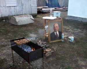 Create meme: Lenin demotivators, jokes about barbecue, cool photo with a kebab