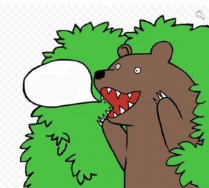 Create meme: meme bear from the bushes, the bear yells out of the bushes, slut bear