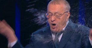 Create meme: Zhirinovsky threw water in the face