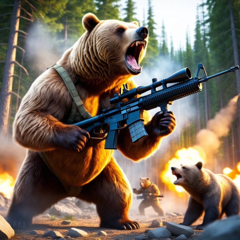 Создать мем: разъяренный медведь, боевой медведь, медведь медведь